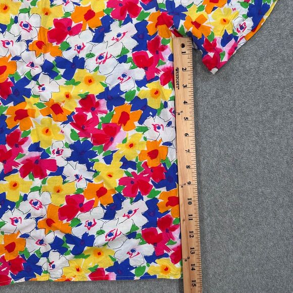 Bonnie & Norma 90's Colorful Flowers Blouse Top Women's Size 10 Shoulder Pads - Picture 4 of 8